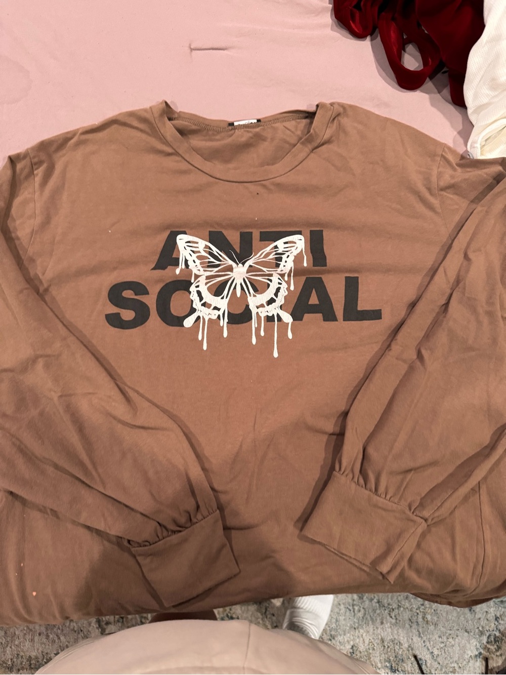 Anti Social Brown Long-Sleeve Graphic